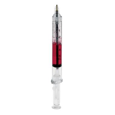 Guličkové pero, injekcia,modrá náplň, transparentná,červená