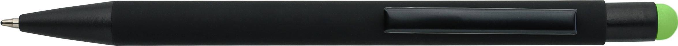 Gulôčkové pero s pogumovaným povrchom z recyklovaného hliníka Formentera, zelená Lime