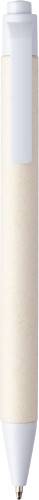 Guľôčkové pero z recyklovaného obalu mlieka Heike, biela