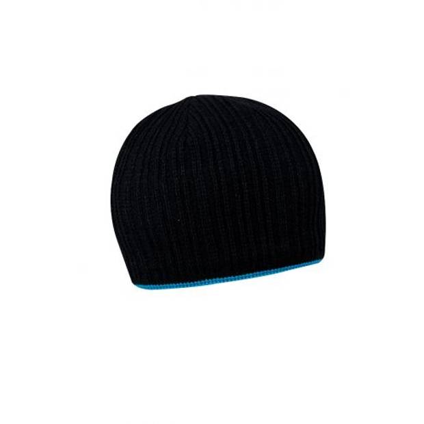 HAKARI černá pletená čepice s barevným lemem, modrá HAKARI černá pletená čepice s barevným lemem, modrá