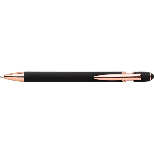 Hliníkové guľôčkové pero Anthony s pogumovaným povrchom, čierna Hliníkové guľôčkové pero Anthony s pogumovaným povrchom, čierna