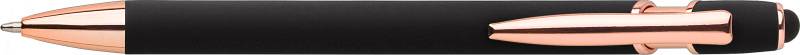 Hliníkové kuličkové pero Anthony s pogumovaným povrchom, černá