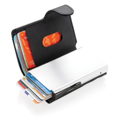 Obrázok ku produktu Hliníkové RFID puzdro na karty s PU peňaženkou, čierna