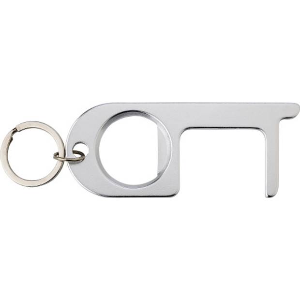 Hliníkový otvárač dverí s otváračom na fľaše, strieborná Hliníkový otvárač dverí s otváračom na fľaše, strieborná