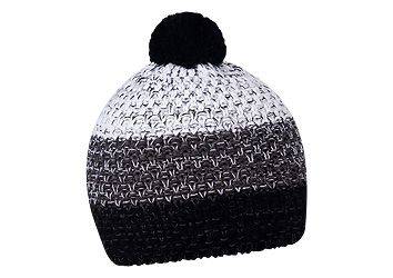 HORTON zimní čepice s bambulí, černá, bílá a šedá