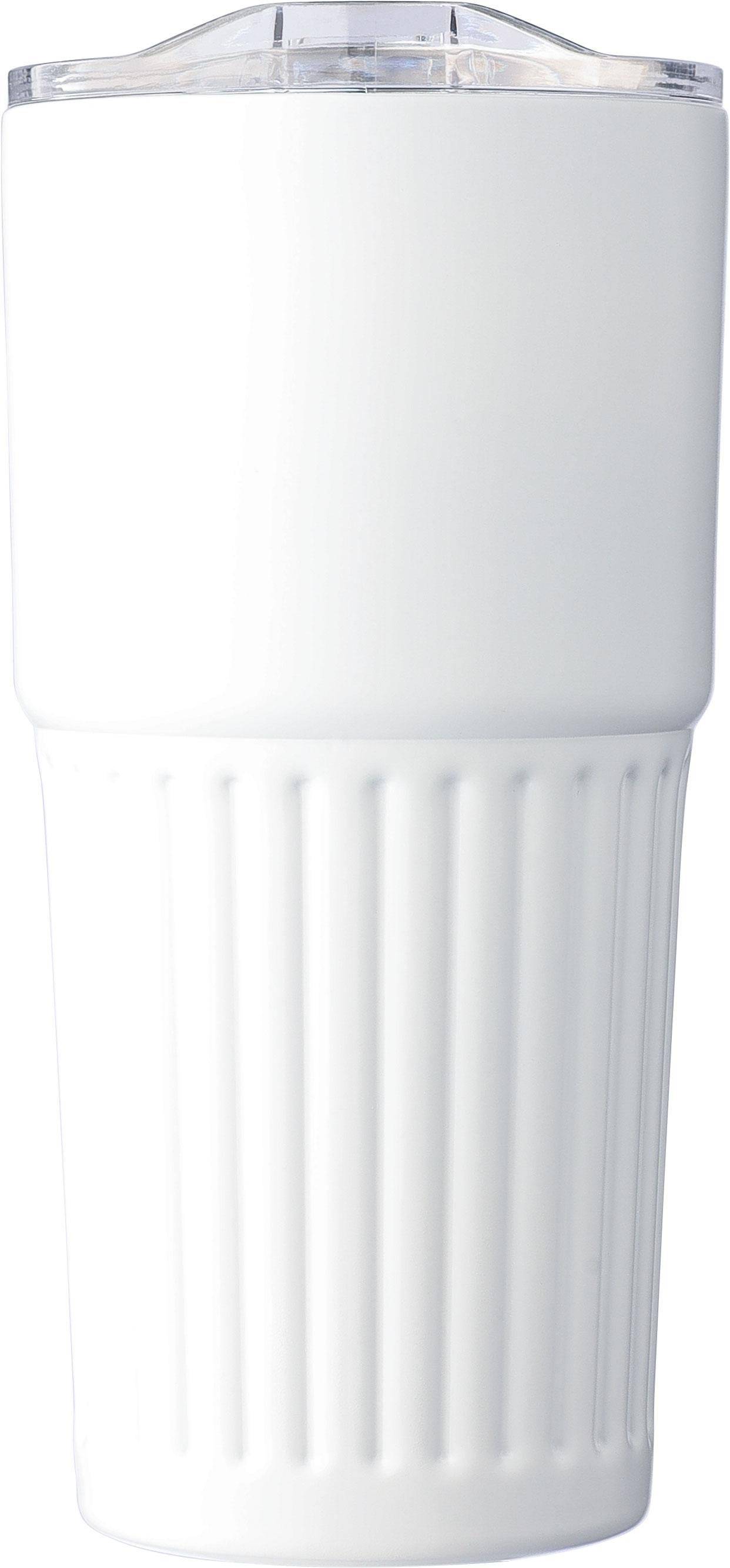 Hrnček na pitie z recyklovanej nehrdzavejúcej ocele s dvojitou stenou (500 ml) Kael, biela