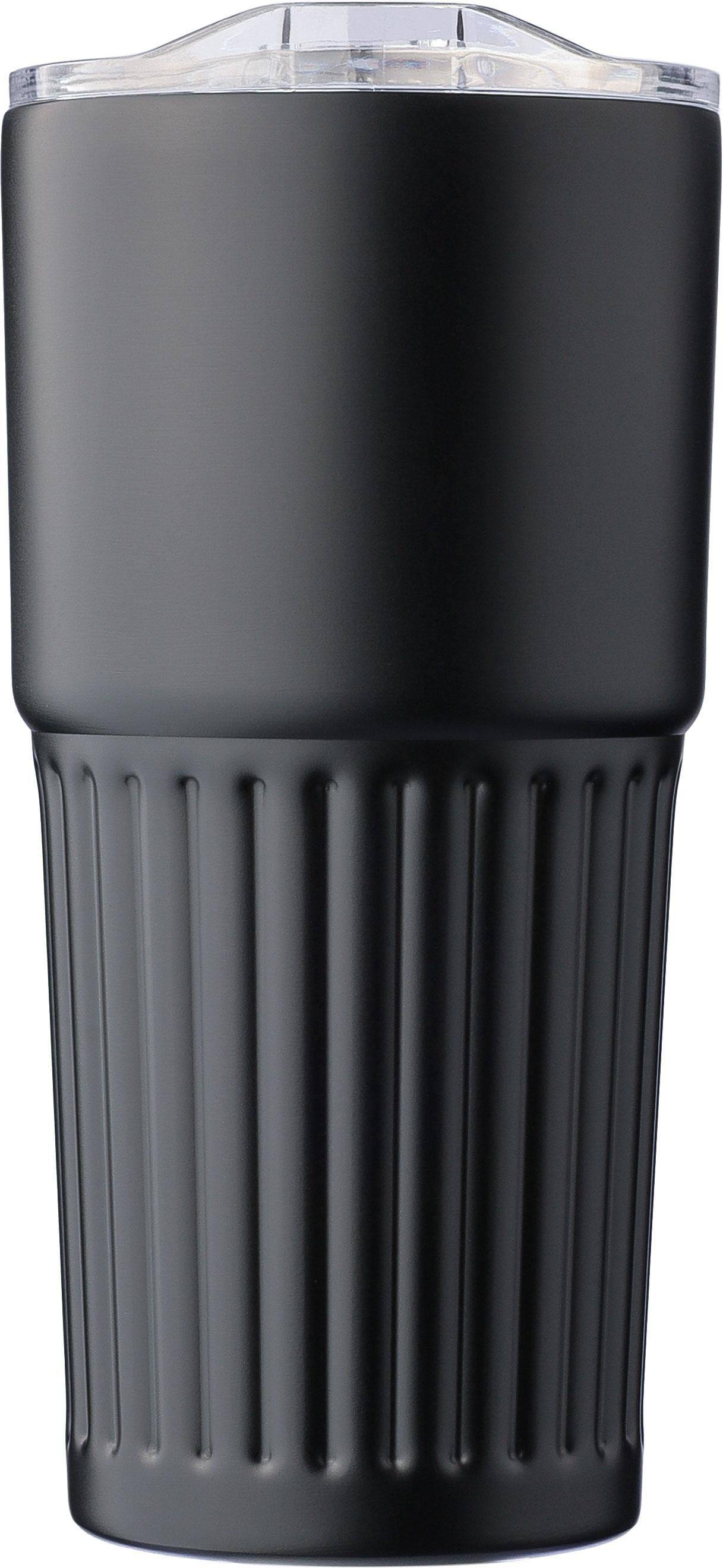 Hrnček na pitie z recyklovanej nehrdzavejúcej ocele s dvojitou stenou (500 ml) Kael, čierna