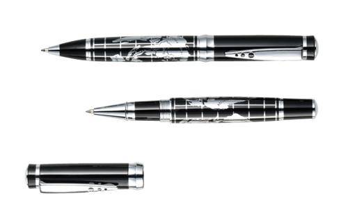 INTERCONTINENTAL Písacia súprava, kovové guľôčkové pero, roller, čierna