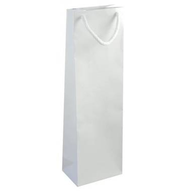 IVONE 12 Papierová darčeková taška na fľašu, lesklá, 12x8x39cm, biela