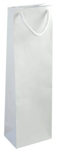 IVONE 12 Papierová darčeková taška na fľašu, lesklá, 12x8x39cm, biela