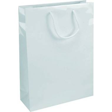 IVONE 24 Papierová darčeková taška, lesklá, 24x9x35 cm, biela