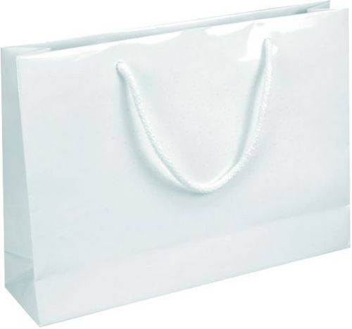 IVONE 35 Papierová darčeková taška, lesklá, 35x9x24 cm, biela
