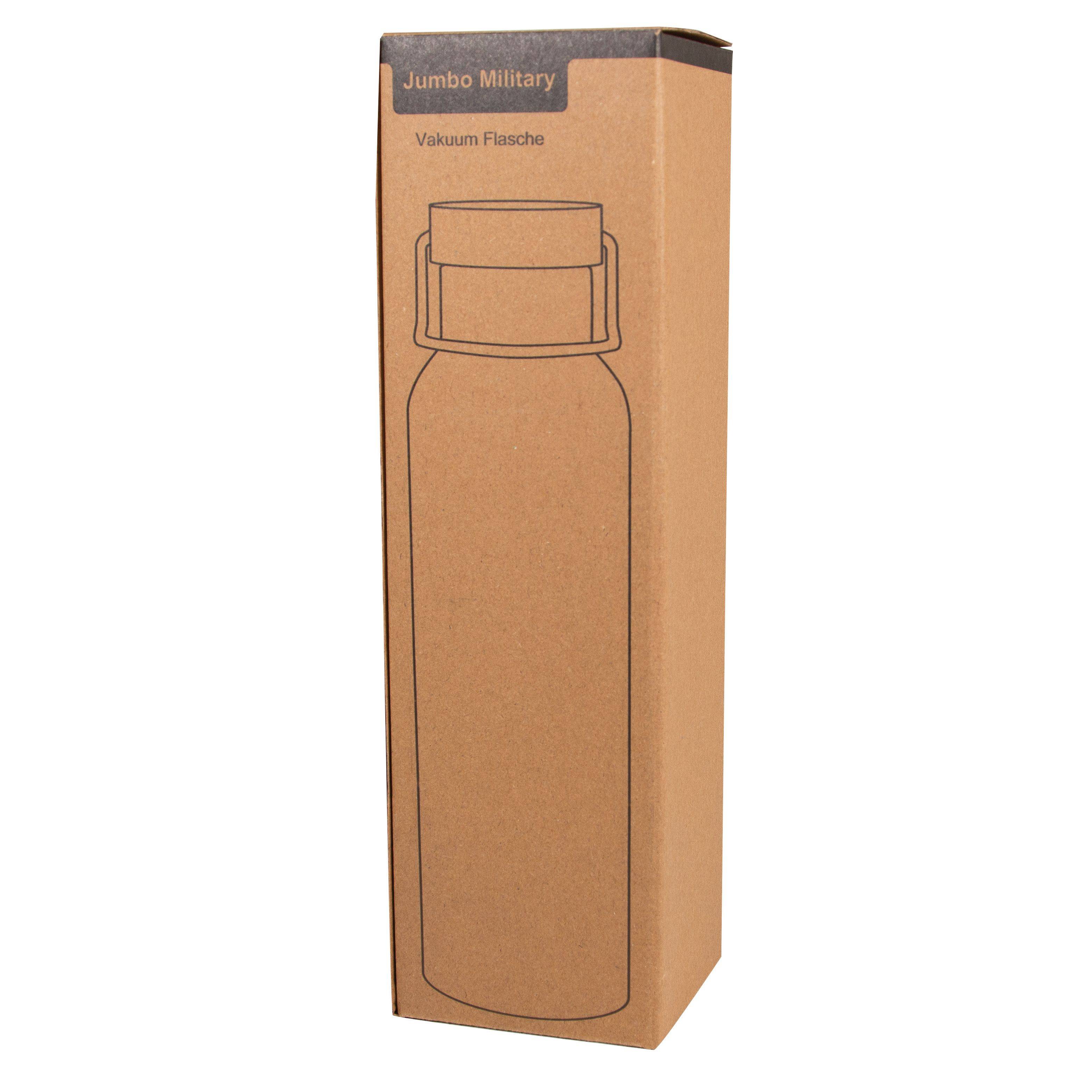 Izolovaná fľaša na pitie JUMBO MILITARY, sivá strieborná