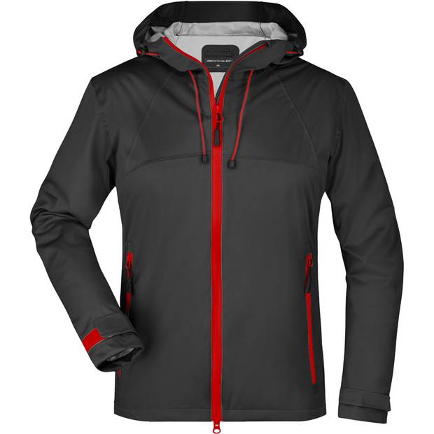 James&Nicholson|JN 1097, Dámska 3vrstv.softshell bunda, čierna-červená, XL James&Nicholson|JN 1097, Dámska 3vrstv.softshell bunda, čierna-červená, XL
