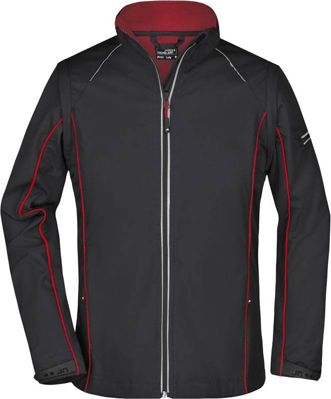 James&Nicholson|JN 1121, Dámska softshell bunda, čierna-červená, S