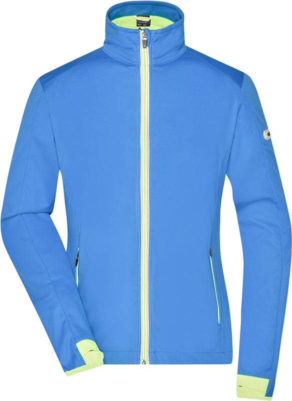 James&Nicholson|JN 1125, Dámska 3vrstv.softshell bunda, modrá-žltá, XL