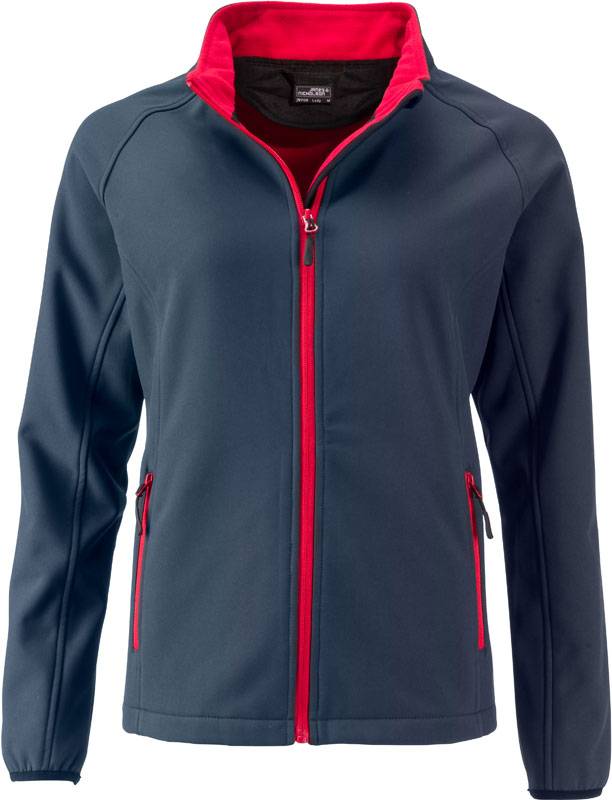 James&Nicholson|JN 1129, Dámska 2vrstv.softshell bunda, sivá iron-červená, XL