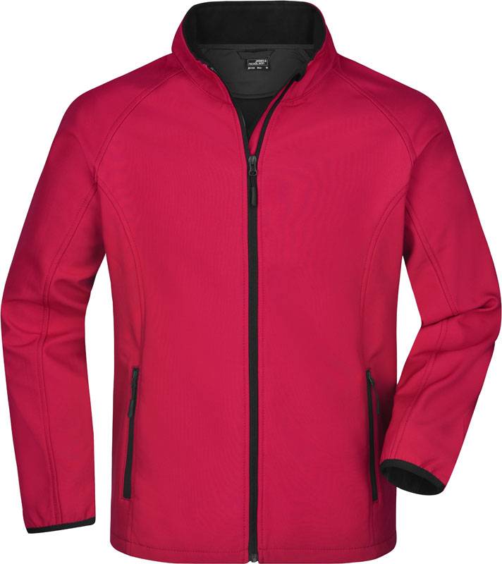 James&Nicholson|JN 1130, Pánska 2vrstv.softshell bunda, červená-čierna, XL