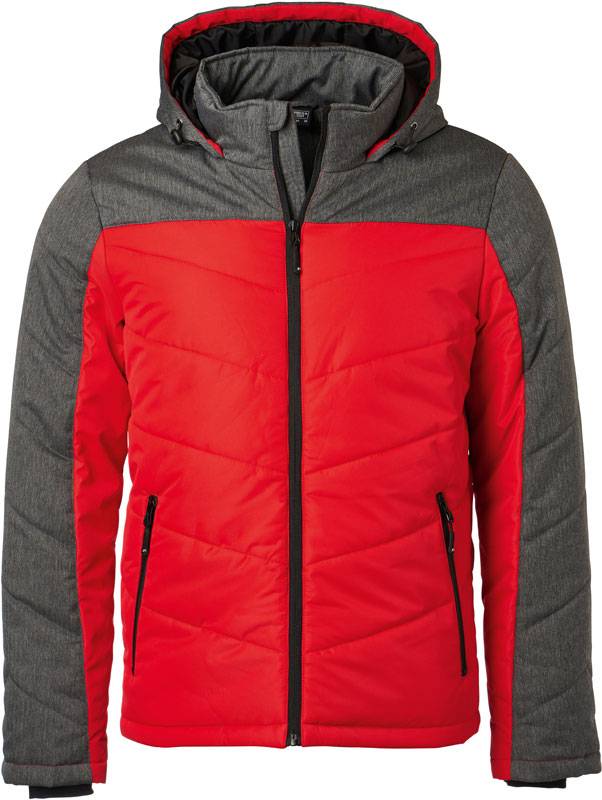 James&Nicholson|JN 1134, Pánska bunda, červená-sivá anthr.melange, 3XL