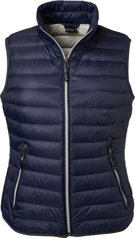 James & Nicholson | JN 1137, Dámska páperová vesta, modrá navy - sivá silver, M