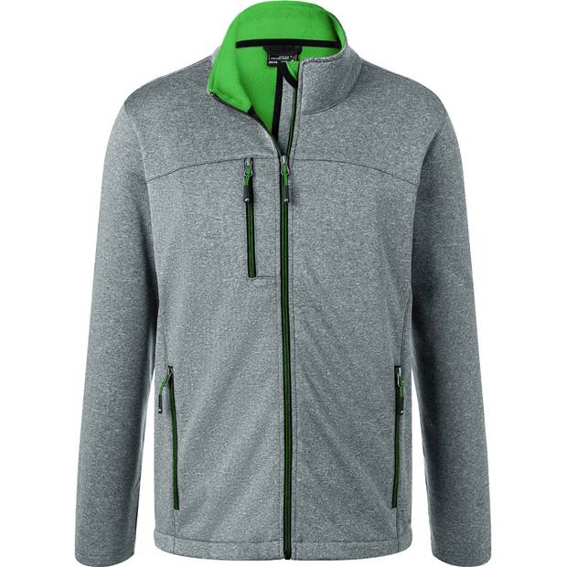 James&Nicholson|JN 1148, Pánska 2vrstv.softshell bunda, sivá melange-zelená, L James&Nicholson|JN 1148, Pánska 2vrstv.softshell bunda, sivá melange-zelená, L
