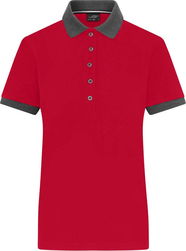 James & Nicholson | JN 1303, Dámské piqué polo, červená - šedá melange, XS