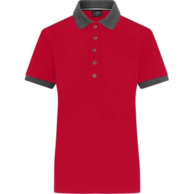 James & Nicholson | JN 1303, Dámské piqué polo, červená - šedá melange, XS James & Nicholson | JN 1303, Dámské piqué polo, červená - šedá melange, XS