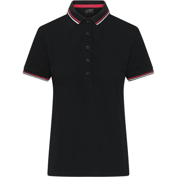 James & Nicholson | JN 1305, Dámské piqué polo, černá - bílá - červená, XS James & Nicholson | JN 1305, Dámské piqué polo, černá - bílá - červená, XS