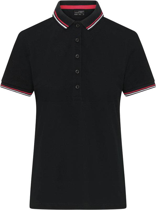 James & Nicholson | JN 1305, Dámské piqué polo, černá - bílá - červená, XXL