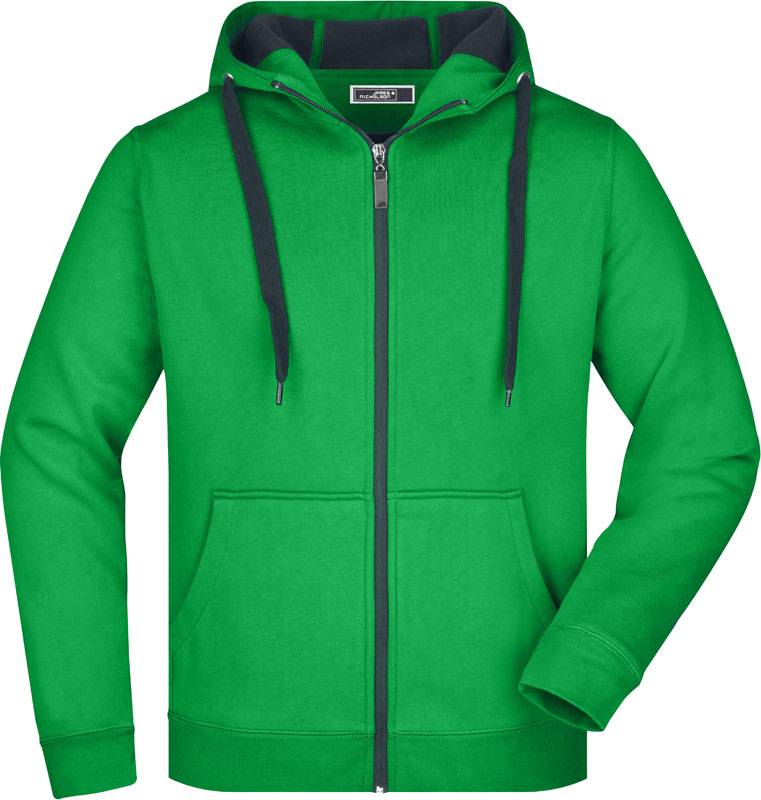 James & Nicholson | JN 355, Pánska mikina Doubleface, zelená Fern - sivá Graphite, L