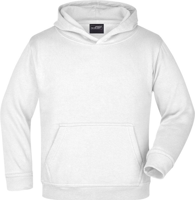 James & Nicholson | JN 47K, Detská mikina s kapucňou, biela, S