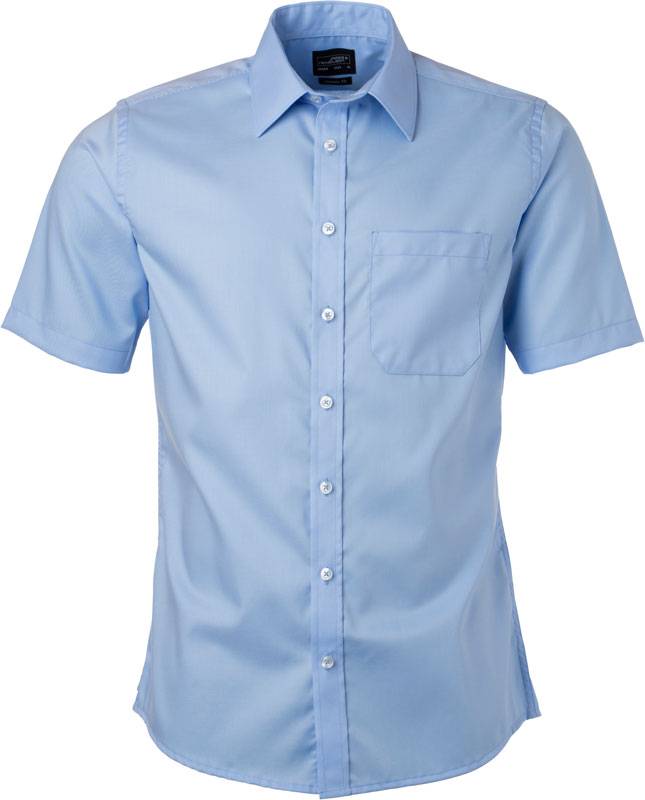 James & Nicholson | JN 684, Mikro keprová košeľa s krátkym rukávom, modrá Light, 3XL
