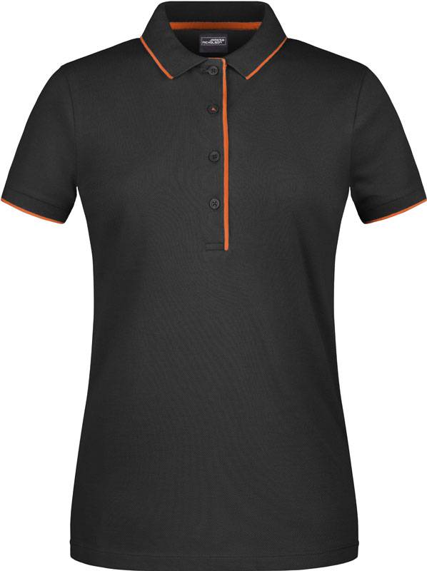 James & Nicholson | JN 727, Dámske piqué polo s légou, čierna - oranžová, XS