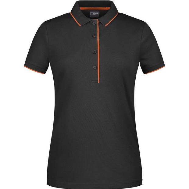 James & Nicholson | JN 727, Dámske piqué polo s légou, čierna - oranžová, XS James & Nicholson | JN 727, Dámske piqué polo s légou, čierna - oranžová, XS