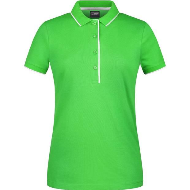James & Nicholson | JN 727, Dámské piqué polo s légou, zelená frog - bílá, XS James & Nicholson | JN 727, Dámské piqué polo s légou, zelená frog - bílá, XS