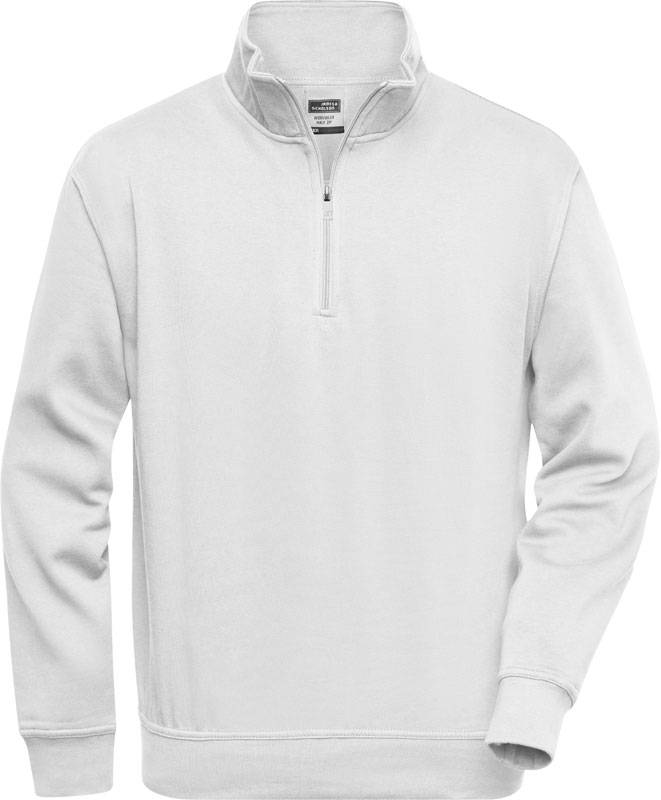 James & Nicholson | JN 831, Pracovná mikina s 1/2 zipsom, biela, XL
