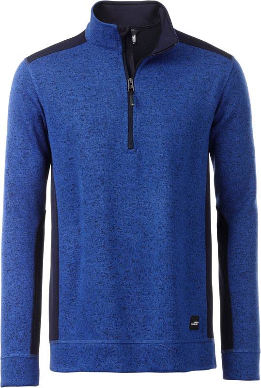 James&Nicholson|JN 864, Pánska prac.flís.bunda, 1/2zip-Strong, modrá Royal Mel-Navy, M