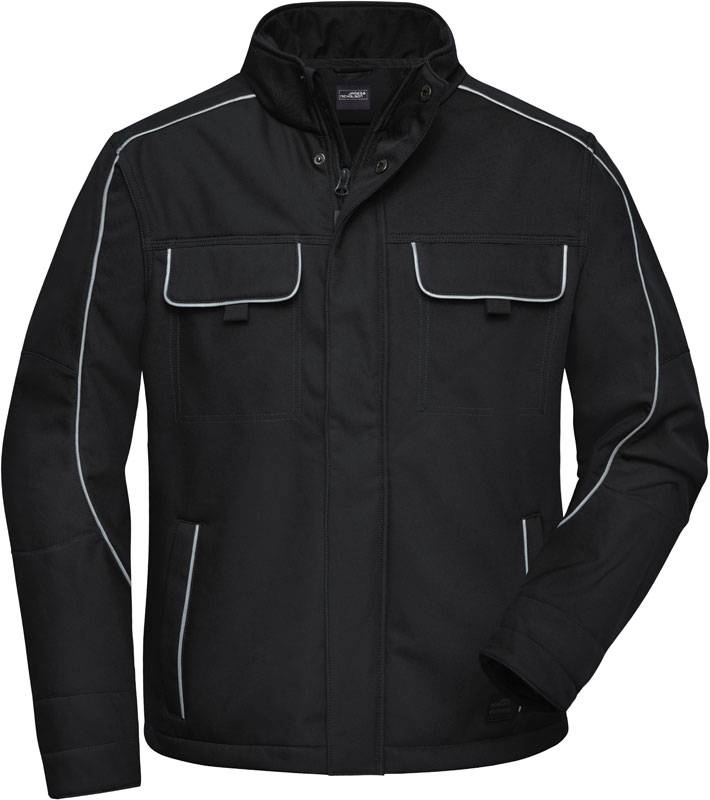 James&Nicholson|JN 884, Prac.softshell bunda-Solid, čierna, XS