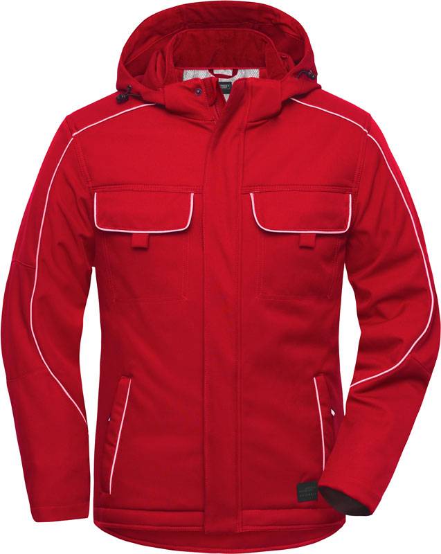 James&Nicholson|JN 886, Prac.softshell polstrovaná bunda-Solid, červená, XS