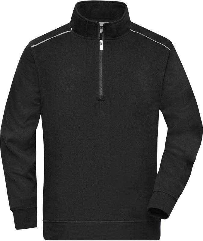James & Nicholson | JN 895, Pracovná mikina s 1/2 zipsom - Solid, čierna, M