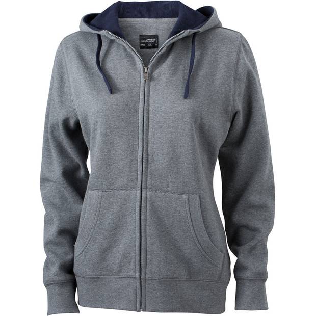 James & Nicholson | JN 962, Dámska mikina s kapucňou, sivá Melange - modrá Navy, XXL James & Nicholson | JN 962, Dámska mikina s kapucňou, sivá Melange - modrá Navy, XXL