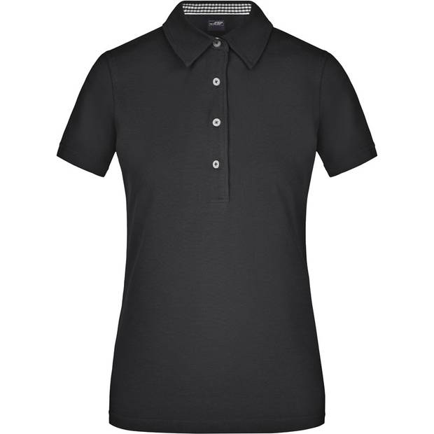 James & Nicholson | JN 969, Dámské piqué polo, černá - černá - bílá, S James & Nicholson | JN 969, Dámské piqué polo, černá - černá - bílá, S