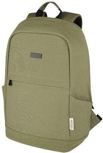 Joey 15.6" GRS recycled canvas anti-theft laptop backpack 18L, zelená Olive