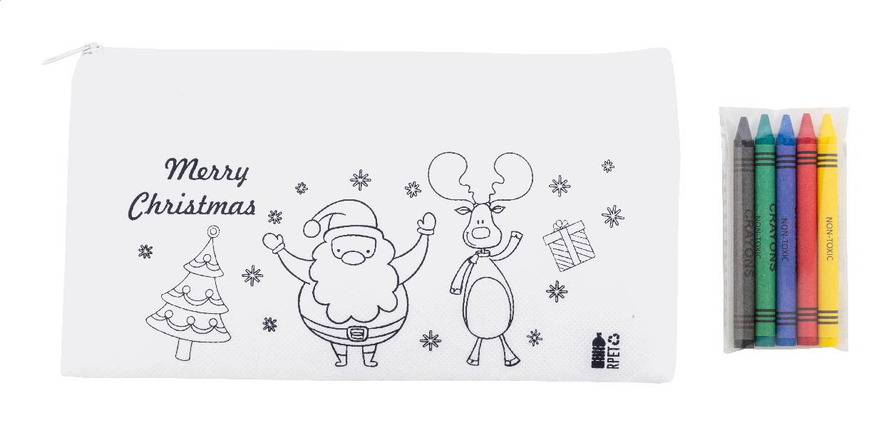 Julfar Draw vianočné puzdro na pastelky na vyfarbenie, biela