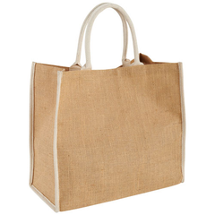 Obrázok ku produktu Jutová nákupná taška, farebné uši, prírodná a biela