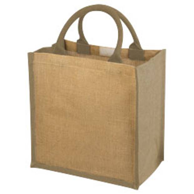 Jutová nákupní taška, barevné uši, přírodní Jutová nákupní taška, barevné uši, přírodní