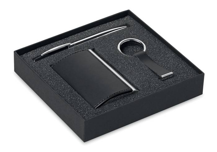 Kádě sada kuličkového pera, klíčenky a vizitkáře