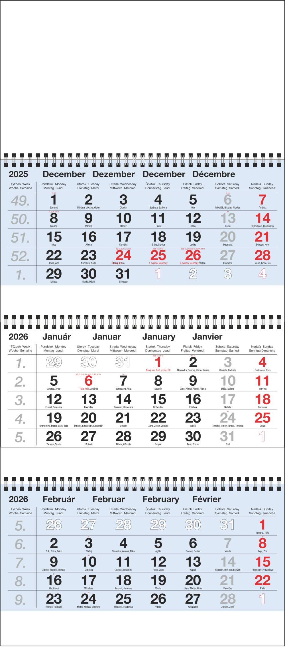 Kalendár 3M MAXI modrá, 2026