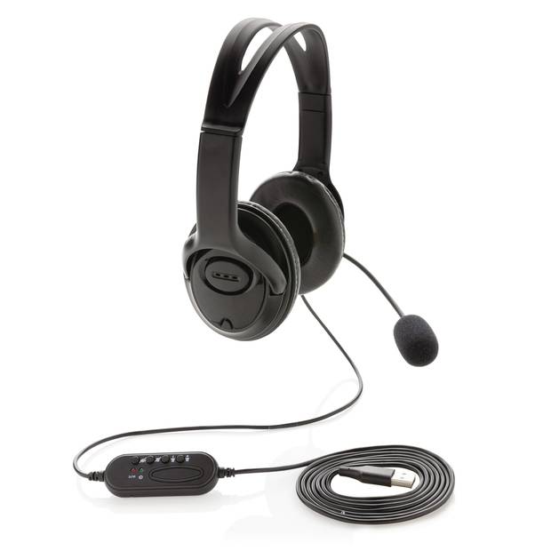Kancelársky headset s mikrofónom, čierna Kancelársky headset s mikrofónom, čierna