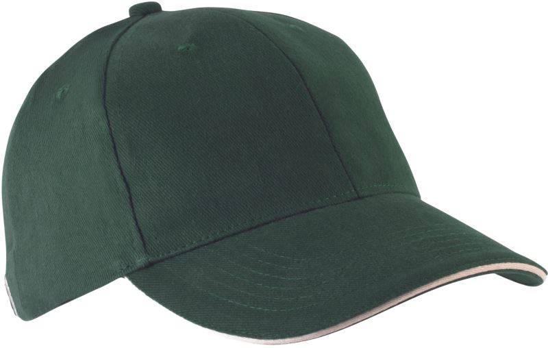 Kariban K-Up | KP 011, 6 Panelová sandwich šiltovka "Orlando", zelená Forest - hnedá Beige, onesize